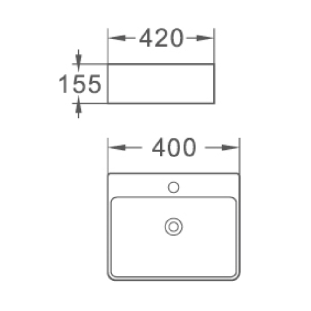 Раковина подвесная HOLLER K-6204 (400*420*155мм), белая (+ крепеж)