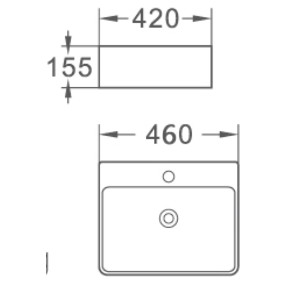 Раковина подвесная HOLLER K-6205 (460*420*155мм), белая (+ крепеж)