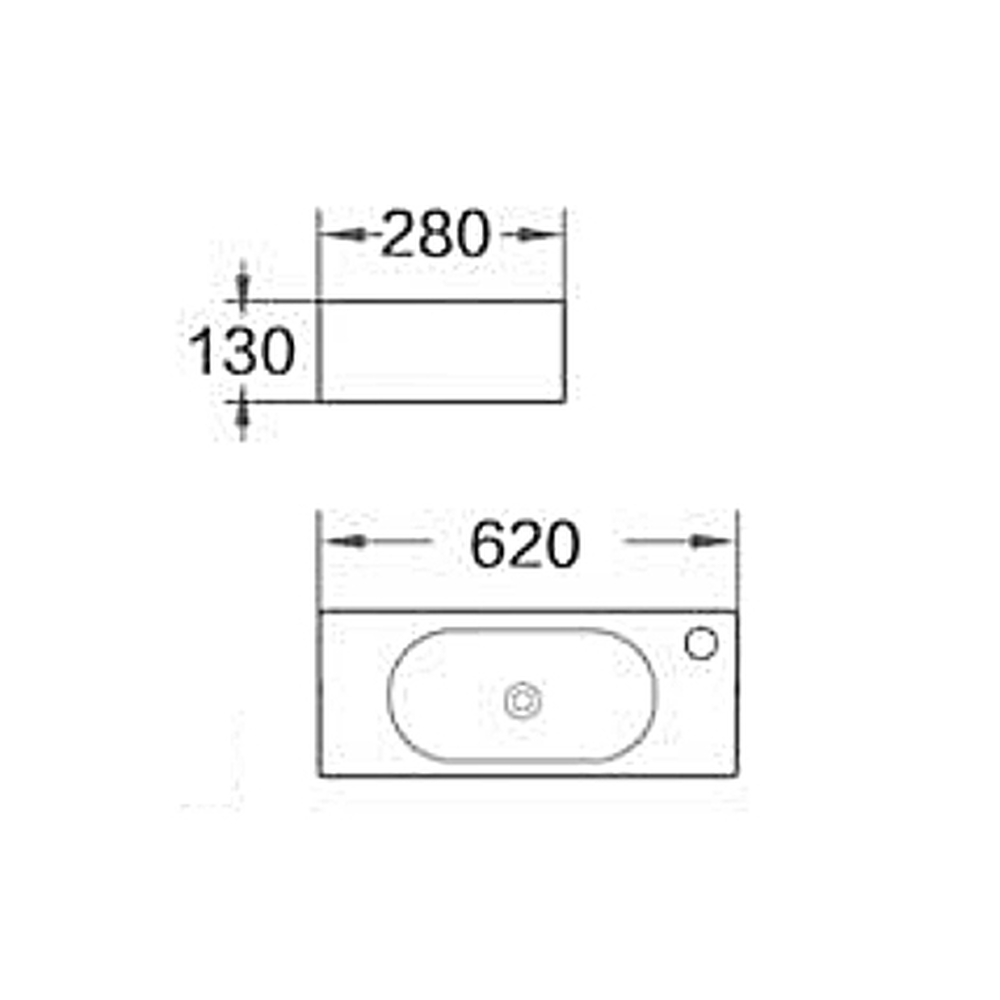  Раковина подвесная HOLLER K-6381 (620*280*130мм), белая (+ крепеж)