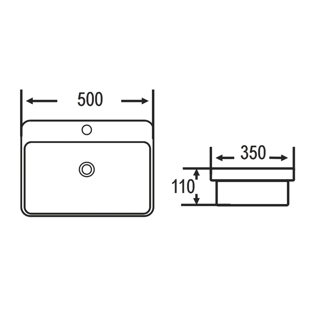 Раковина накладная HOLLER K-6347 (500*350*110мм), белая