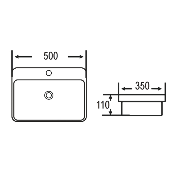 Раковина накладная HOLLER K-6347 (500*350*110мм), белая