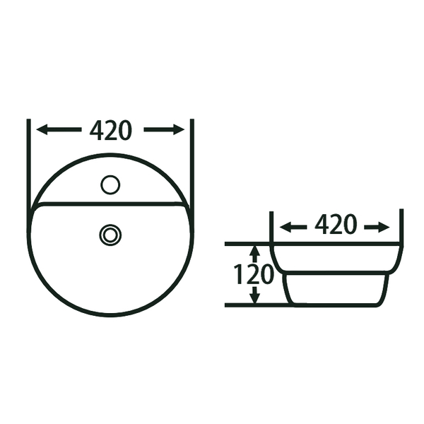  Раковина накладная HOLLER K-6331 (420*420*120мм), белая