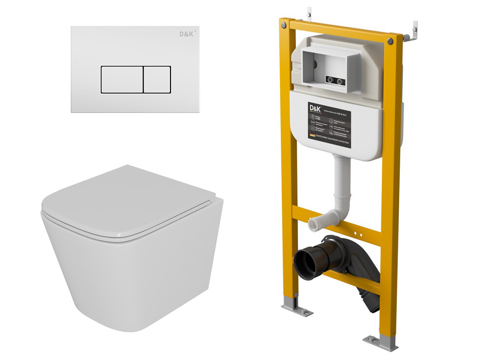  DS1431622 Комплект D&K Berlin (торнадо) Унитаз DT1436516, белый + Клавиша смыва DB1499016, белый + Инсталляция DI8050127 
