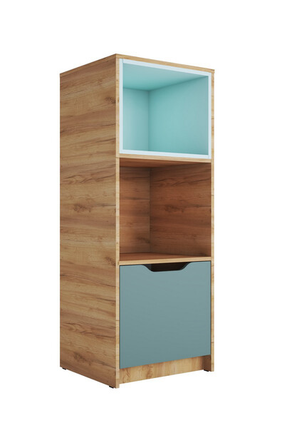 RICH Стеллаж СЖ-002 Корпус - Дуб Крафт золотой  Фасад ЛДСП - Кенди U9114 (УД) / Сумеречный голубой АВ8 161 КАТЕГОРИЯ А СНЯТО 