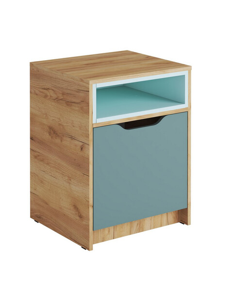 RICH Тумба ТМ-001 Корпус - Дуб Крафт золотой  Фасад ЛДСП - Кенди U9114 (УД) / Сумеречный голубой АВ8 163 КАТЕГОРИЯ А СНЯТО