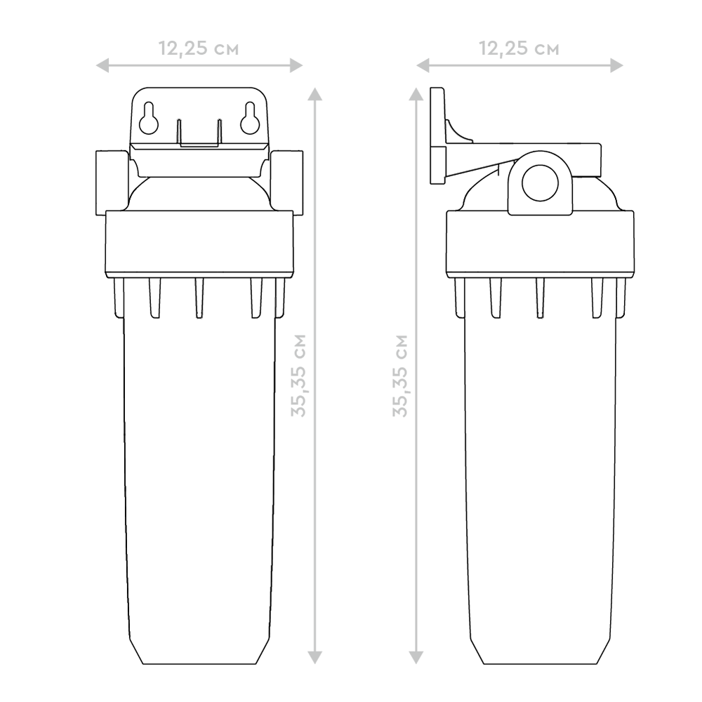 Фильтр магистральный Барьер Slim Line 10 вход 1/2 для холодной воды (без картриджа) прозрачный Н103Р02