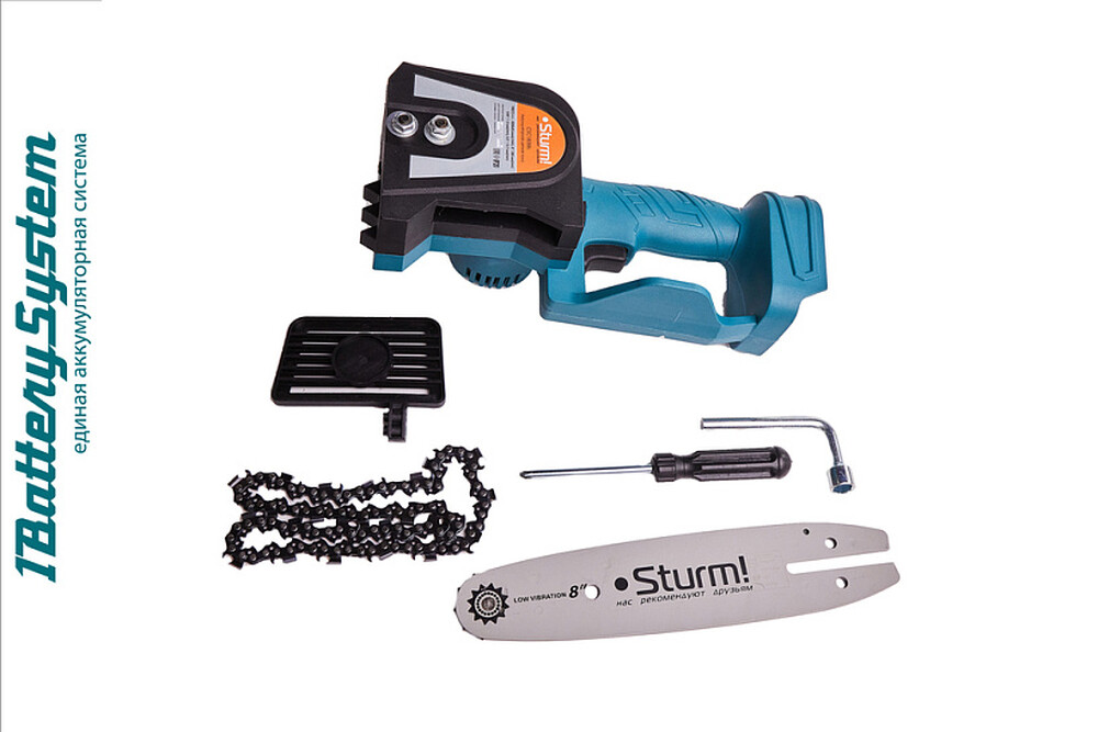 CSC1808BL Пила цепная аккумуляторная б/щ Sturm!, 18В, 1BatterySystem, шина 20см, без АКБ и ЗУ