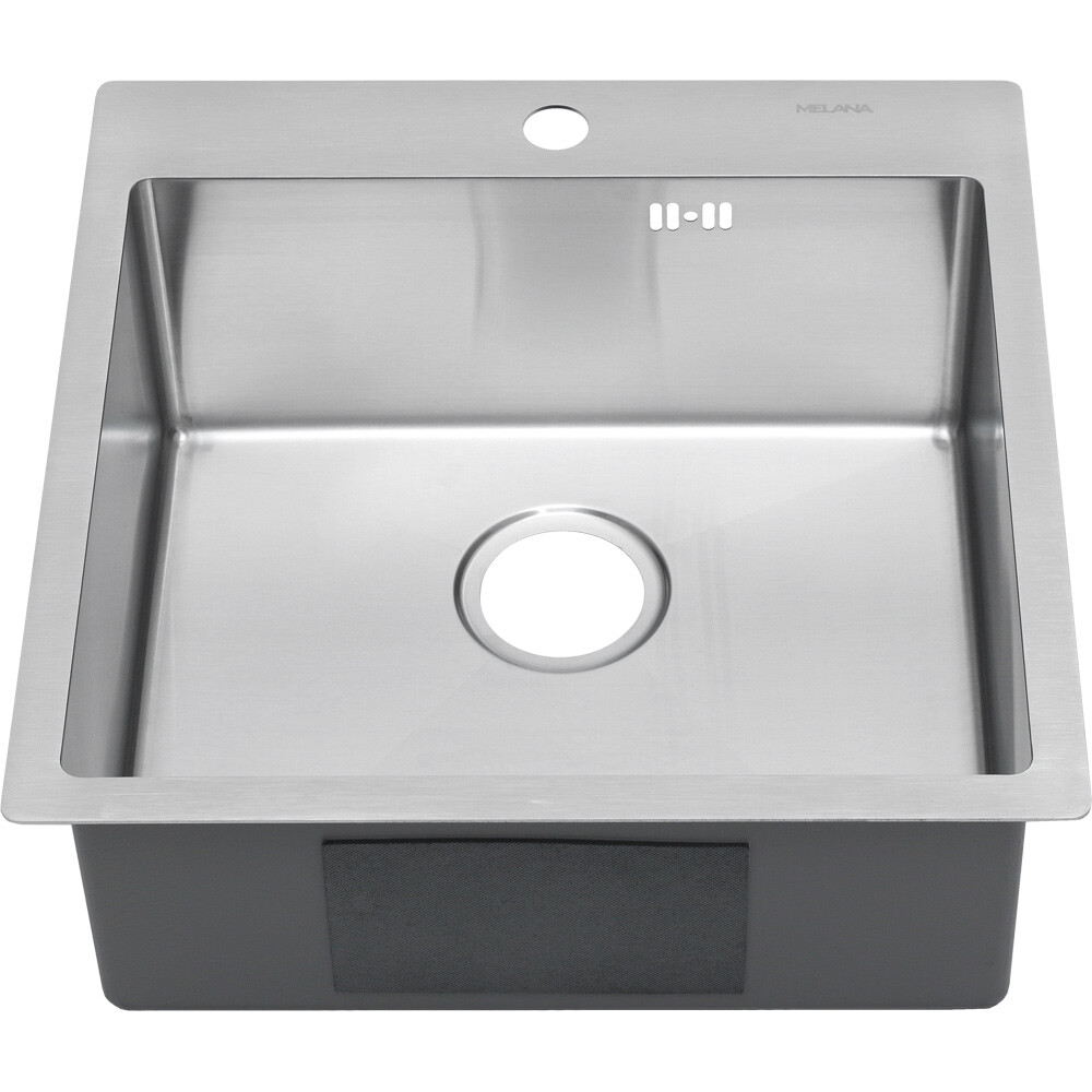 Мойка нерж врезная 500х500х200 т 3,0 САТИН R5050H (+ сифон )  AISI 304 MLN   БЕЗ КОЛЛАНДЕРА  (сифон без ведерка)