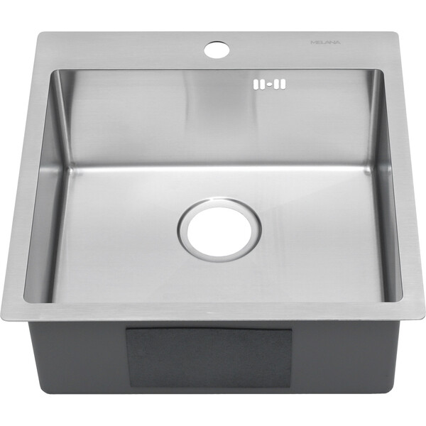 Мойка нерж врезная 500х500х200 т 3,0 САТИН R5050H (+ сифон )  AISI 304 MLN   БЕЗ КОЛЛАНДЕРА  (сифон без ведерка)