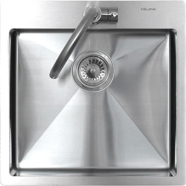 Мойка нерж врезная 500х500х200 т 3,0 САТИН R5050H (+ сифон )  AISI 304 MLN   БЕЗ КОЛЛАНДЕРА  (сифон без ведерка)