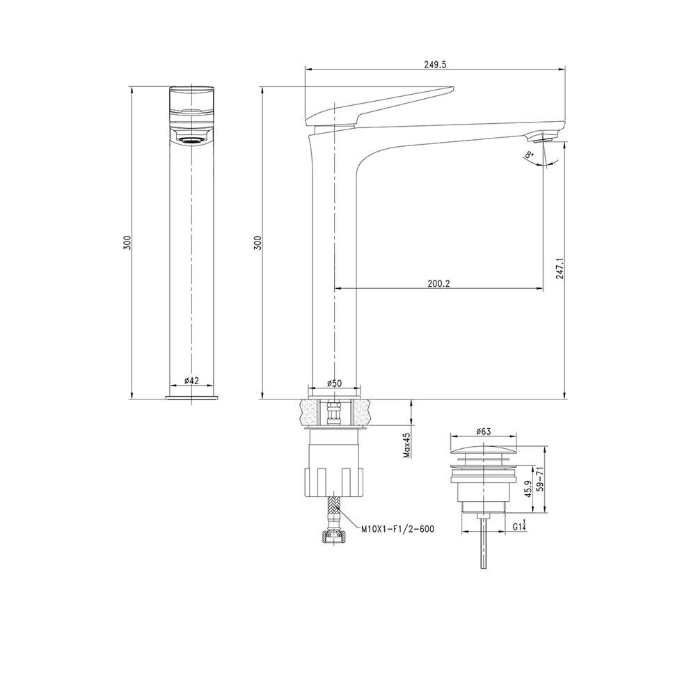 LM5909CW Allegro Смеситель для умывальника высокий, монолитный, хром/белый LEMARK