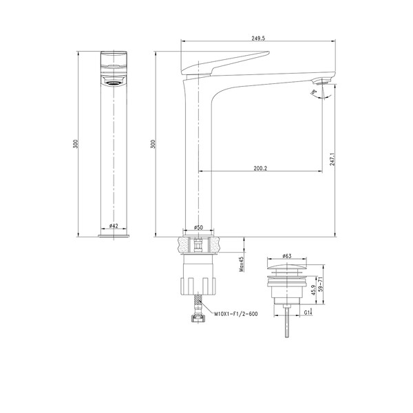 LM5909CW Allegro Смеситель для умывальника высокий, монолитный, хром/белый LEMARK