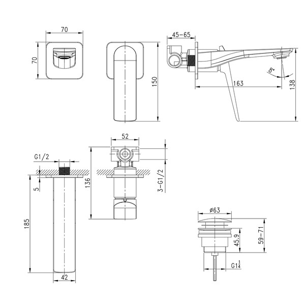 LM5936CW Allegro Смеситель для умывальника, встраиваемый, хром/белый LEMARK