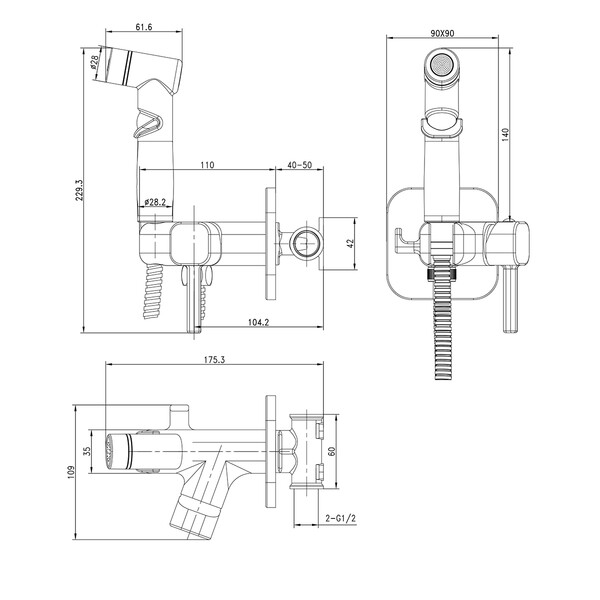 LM7165MW Solo Смеситель с гигиеническим душем, встраиваемый, белый LEMARK