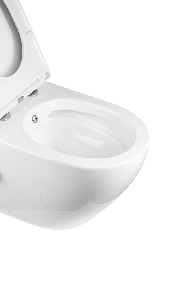 Унитаз подвесной безободковый HOLLER POINT BIDET  (485*370*365мм, сиденье дюропласт, микролифт) белый. со смесителем и функцией биде