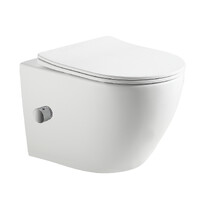 Унитаз подвесной безободковый HOLLER POINT BIDET  (485*370*365мм, сиденье дюропласт, микролифт) белый. со смесителем и функцией биде