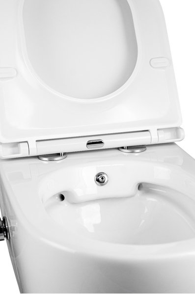 Унитаз подвесной безободковый HOLLER POINT BIDET  (485*370*365мм, сиденье дюропласт, микролифт) белый. со смесителем и функцией биде