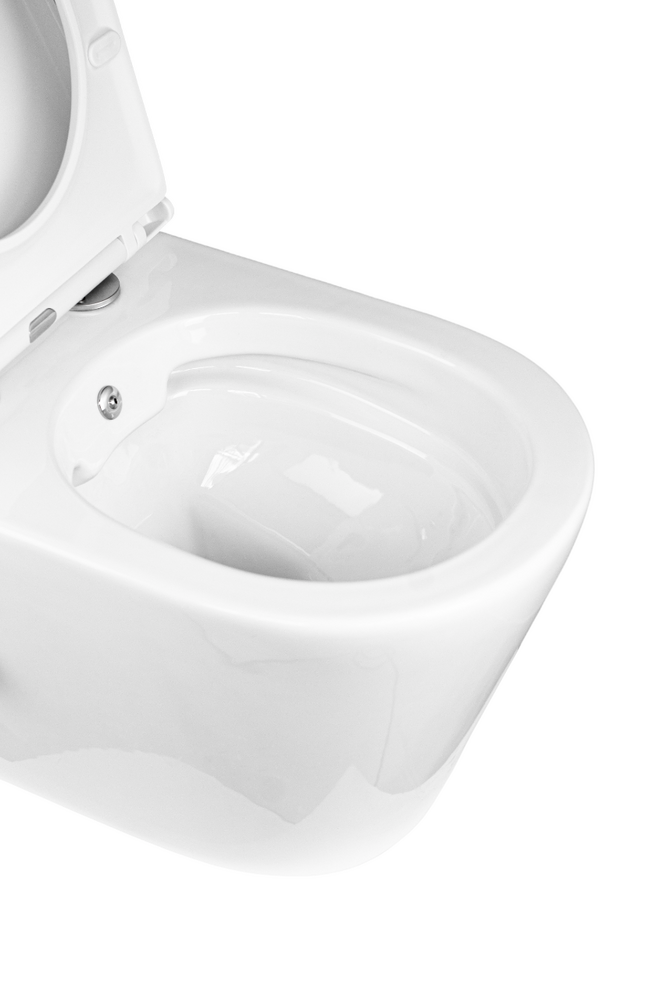  Унитаз подвесной безободковый HOLLER SHELL BIDET  (480*365*360мм, сиденье дюропласт, микролифт) белый. со смесителем и функцией биде