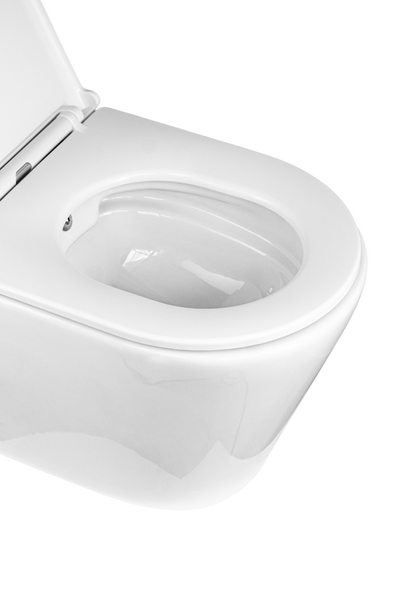  Унитаз подвесной безободковый HOLLER SHELL BIDET  (480*365*360мм, сиденье дюропласт, микролифт) белый. со смесителем и функцией биде