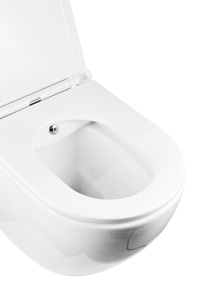  Унитаз подвесной безободковый HOLLER WALL BIDET  (530*360*350мм, сиденье дюропласт, микролифт) белый. со смесителем и функцией биде