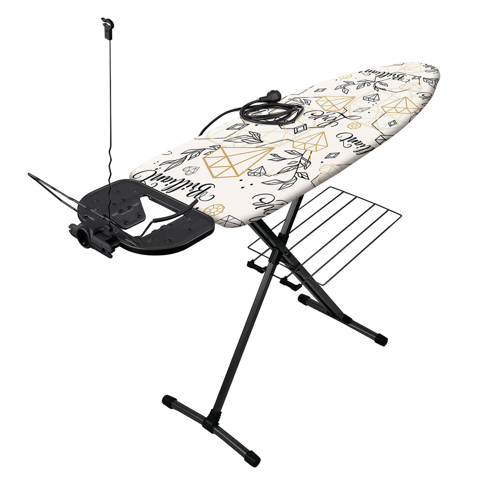 Гладильная доска "НИКА-БЕСТ" тефлон р-р 122х40см (Металлокар,полка д/белья,элек.удлин.+держ.д/пров) НБТ *