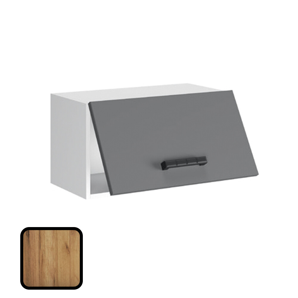 Полка над вытяжкой МУВИ, Г7-600 ВЫСОКИЙ Дуб Крафт Золотой (364х600х290)