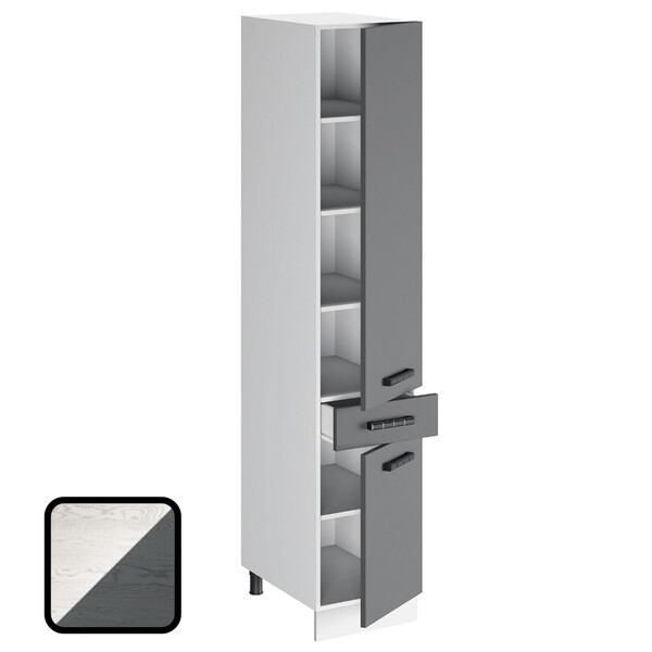 Пенал ОДРИ-2 (1 ящик 2 двери) П7-400-1Я ВЫСОКИЙ Фактурный Белый/Серый  (2141х400х550) (3353)