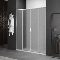 Душевое ограждение SANTREK AQUA Iris- DF-1500-G-Chrome 1500*1850 Прямое стекло Грейп 6мм, профиль Хром 
