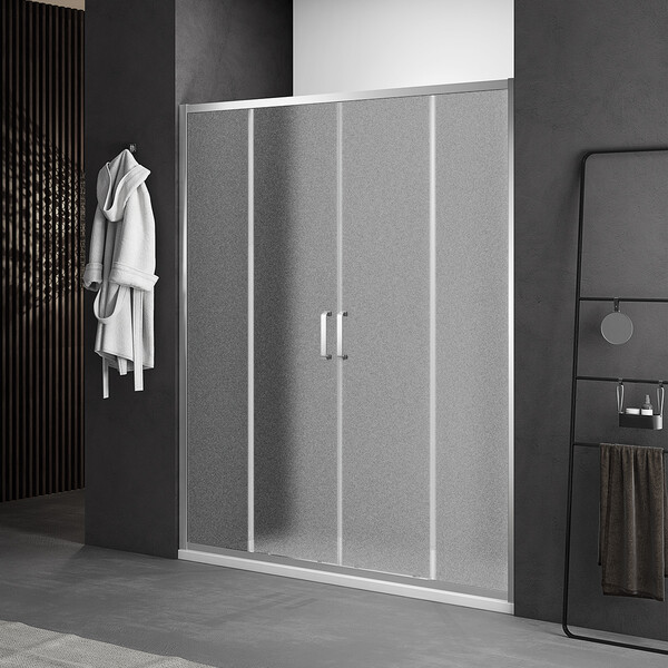 Душевое ограждение SANTREK AQUA Iris- DF-1700-G-Chrome 1700*1850 Прямое стекло Грейп 6мм, профиль Хром 