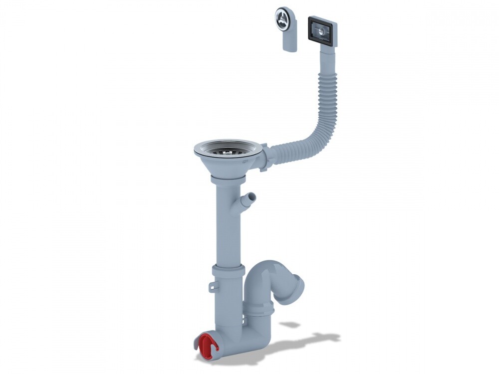 F1045S Сифон Ани 3 1/2 * 40 прямоточный с отводом гибким круг и квадр переливом