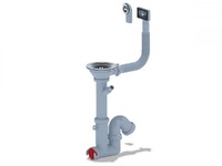 F1045S Сифон Ани 3 1/2 * 40 прямоточный с отводом гибким круг и квадр переливом