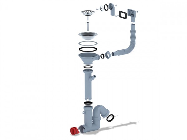 F1045S Сифон Ани 3 1/2 * 40 прямоточный с отводом гибким круг и квадр переливом