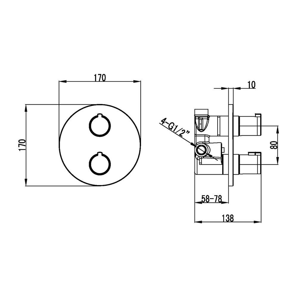 LM7827C YETI Смеситель термостатический для ванны и душа встраиваемый с 2-функц. дивертором, без аксессуаров, хром	LEMARK