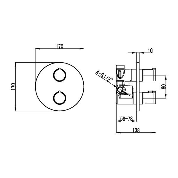 LM7827C YETI Смеситель термостатический для ванны и душа встраиваемый с 2-функц. дивертором, без аксессуаров, хром	LEMARK