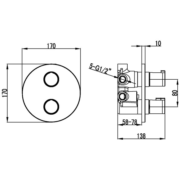 LM7828C YETI Смеситель термостатический для ванны и душа встраиваемый с 3-функц. дивертором, без аксессуаров, хром	LEMARK									