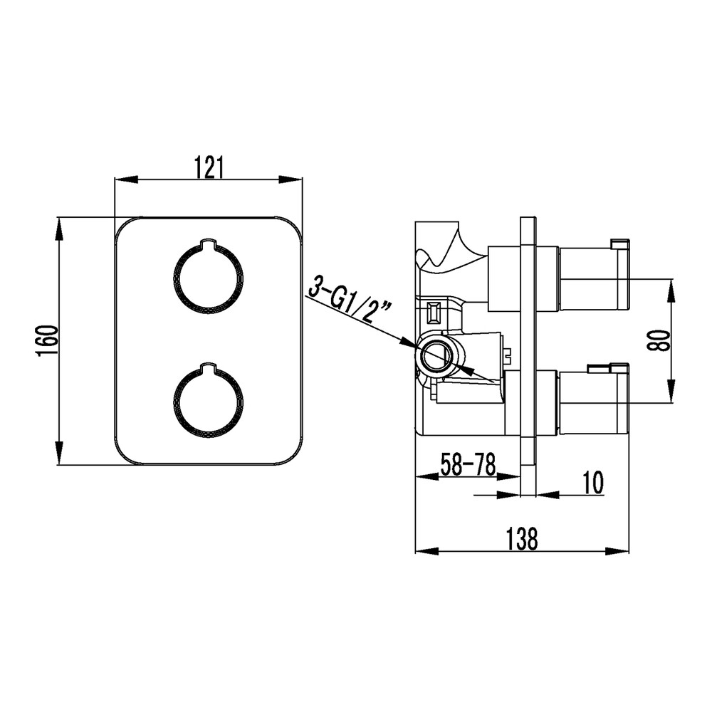 LM7843C YETI Смеситель термостатический для душа встраиваемый, без аксессуаров, хром	LEMARK									