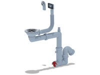 F5345S Сифон Ани 3 1/2"* 40 смещенный , с отводом для стиральной машины ,гибким круглым и прямоугольным переливом