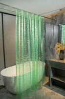 Штора д/ванн SANTREK HOME 180х180 PEVA MS1003 с кольцами 3D  зелёный
