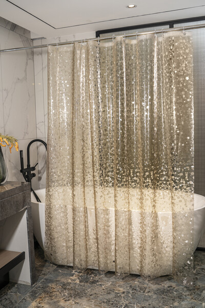 Штора д/ванн SANTREK HOME 180х180 PEVA MS1004 с кольцами 3D  бежевый