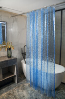 Штора д/ванн SANTREK HOME 180х180 PEVA MS1002 с кольцами 3D  голубой