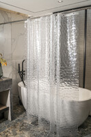 Штора д/ванн SANTREK HOME 180х180 PEVA MS1017 с кольцами 3D  прозрачный