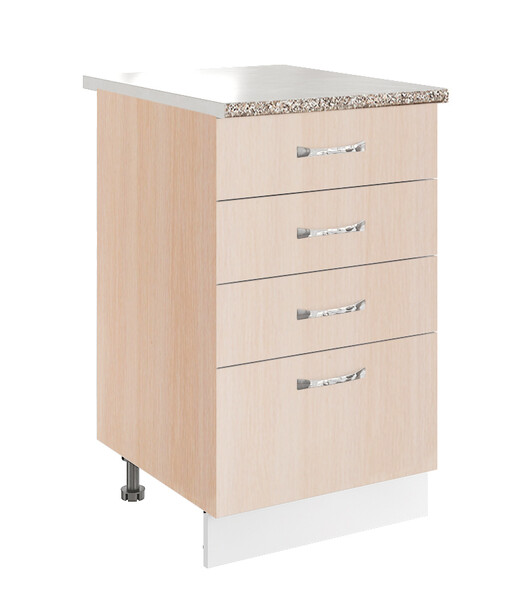 Рабочий стол 40 цвет Дуб млечный (3+1 ящик) столешница Гранит SANTREK HOME (ЛДСП)