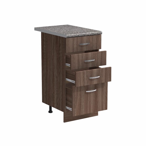 Рабочий стол 40 цвет Дуб темный (3+1 ящик) столешница Гранит  SANTREK HOME (ЛДСП)