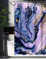 Штора д/ванн SANTREK HOME 180х180 Polyester с утяжелителем НС1123 с кольцами мрамор фиолетовый