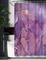 Штора д/ванн SANTREK HOME 180х180 Polyester с утяжелителем НС1122 с кольцами МРАМОР ФИОЛЕТОВЫЙ -2 (Сиреневый) Акция !!!