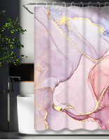Штора д/ванн SANTREK HOME 180х180 Polyester с утяжелителем НС1131 с кольцами мрамор светло-фиолетовый