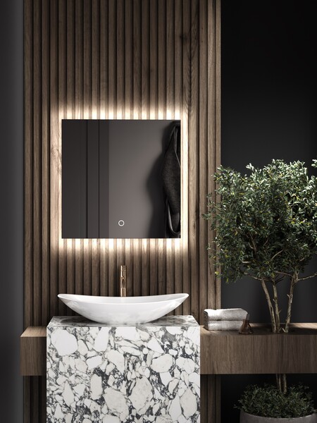 Зеркало SANTREK HOME с фронтальной LED подсветкой "КРОНАС" 800х800мм квадрат.