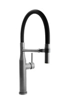 Смеситель Кухня SANTREK AQUA-1023 "PRESTIGE" (SAP-1023)  шар. d-35 с гибким силиконовым изливом (оружейная сталь/черн), магнитный держатель