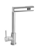 Смеситель Кухня SANTREK AQUA-824  "INOX"  шар d-35 нерж. Многофункциональный выдвижной излив-лейка (сатин)