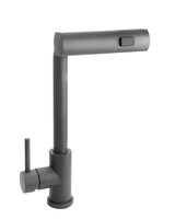 Смеситель Кухня SANTREK AQUA-827  "INOX"  шар d-35 нерж. Многофункциональный выдвижной излив-лейка (оружейная сталь)